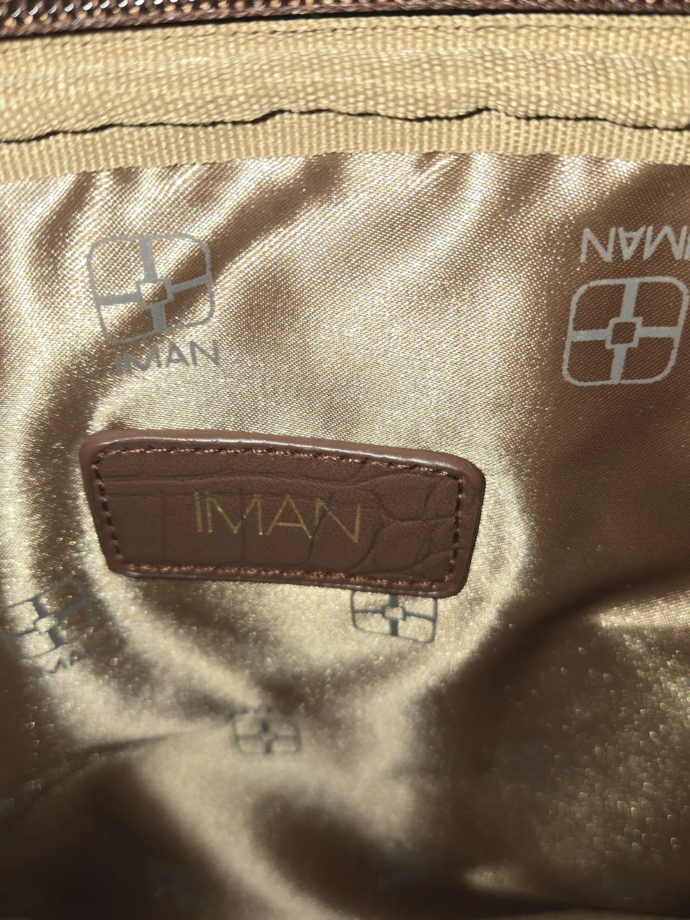 NWT IMAN Global Chic Croco Embossed Tech Pouch Tablet Case Brown Gold Accent